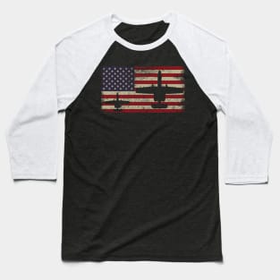 A-10 Thunderbolt II Warthog Plane Vintage USA Flag Baseball T-Shirt